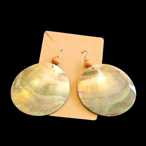 NWT - Gold and Irridescent Abalone Shell Earrings